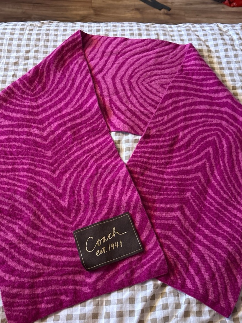 Coach Pink Zebra Print Scarf - Picture 3 of 4